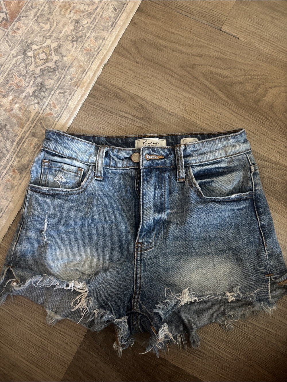 KanCan Light Blue Distressed Frayed Denim Shorts
